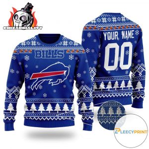 Personalized Buffalo Bills Custom Name Number Ugly Sweater Xmas Gift Buffalo Bills Christmas Sweater