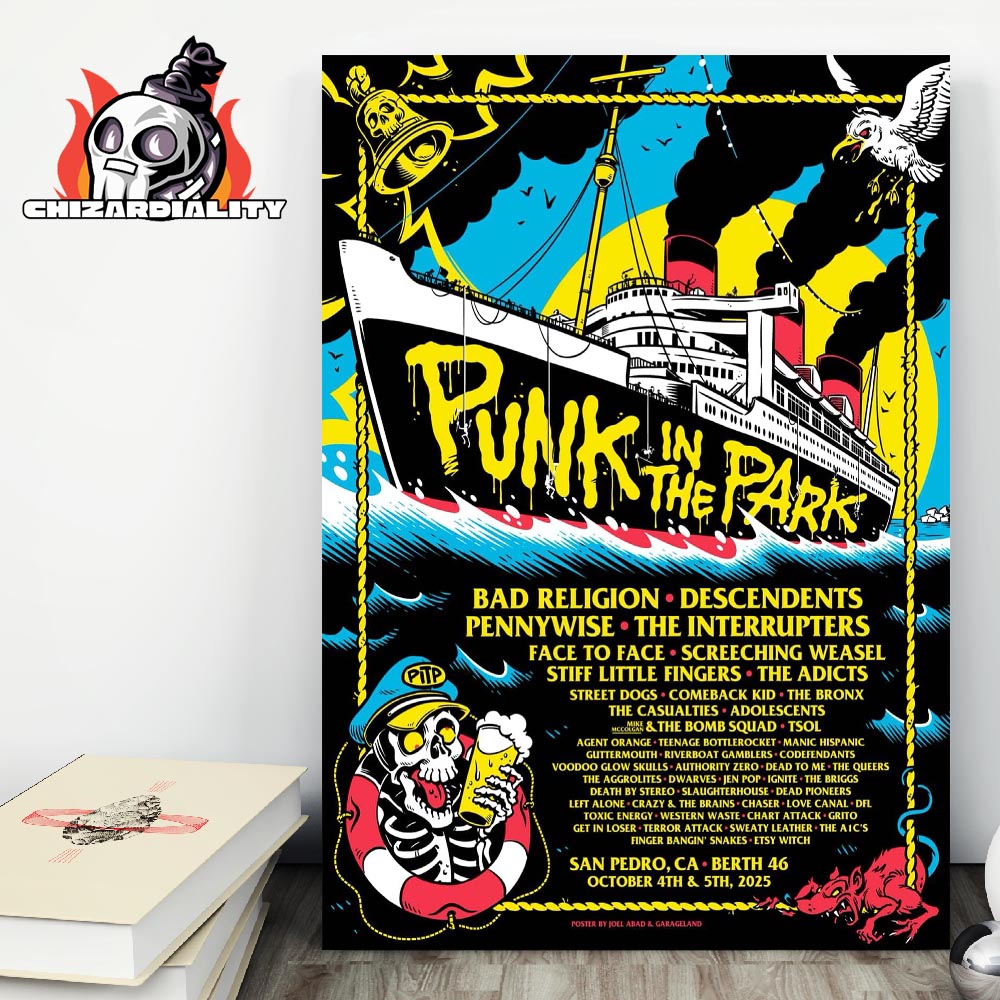 Punk In The Park Festival Line Up Artwork Poster At Berth 46 San Pedro CA On October 4th And 5th 2025 Wall Decor Poster Canvas Punk In The Park Festival Line Up Artwork Poster At Berth 46 San Pedro CA On October 4th And 5th 2025 Wall Decor Poster Canvas
