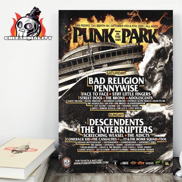 Punk In The Park Festival Line Up Poster At Berth 46 San Pedro CA On October 4th And 5th 2025 Wall Decor Poster Canvas