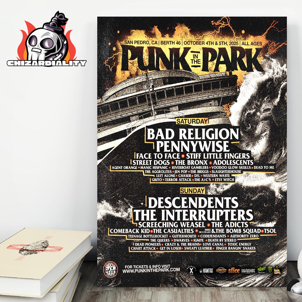 Punk In The Park Festival Line Up Poster At Berth 46 San Pedro CA On October 4th And 5th 2025 Wall Decor Poster Canvas Punk In The Park Festival Line Up Poster At Berth 46 San Pedro CA On October 4th And 5th 2025 Wall Decor Poster Canvas