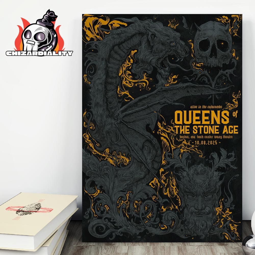 Queens Of The Stone Age Alive In The Catacombs Boch Center Wang Theatre Boston MA On October 8th 2025 Wall Decor Poster Canvas Queens Of The Stone Age Alive In The Catacombs Boch Center Wang Theatre Boston MA On October 8th 2025 Wall Decor Poster Canvas