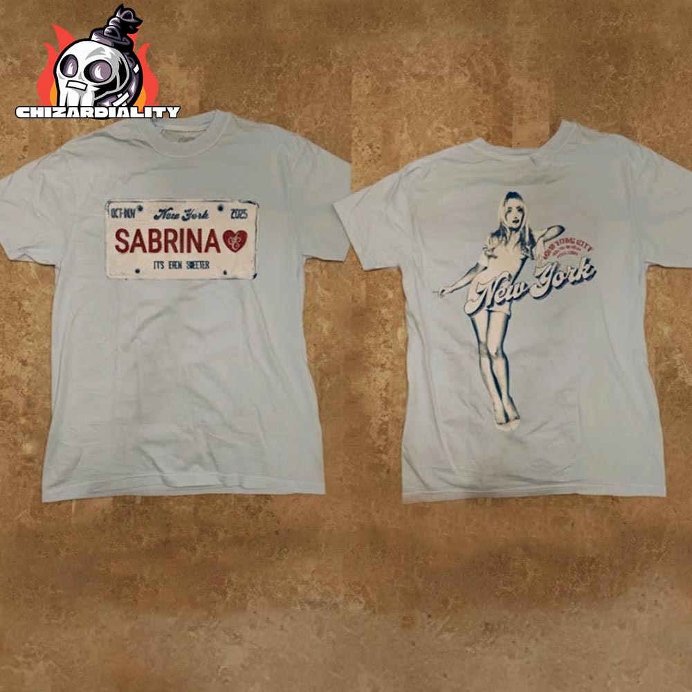 Sabrina Carpenter 2025 Short N Sweet Tour 5 Nights At Madison Square Garden New York Tour Blue Tee Two Sided Classic T-Shirt Sabrina Carpenter 2025 Short N Sweet Tour 5 Nights At Madison Square Garden New York Tour Blue Tee Two Sided Classic T-Shirt