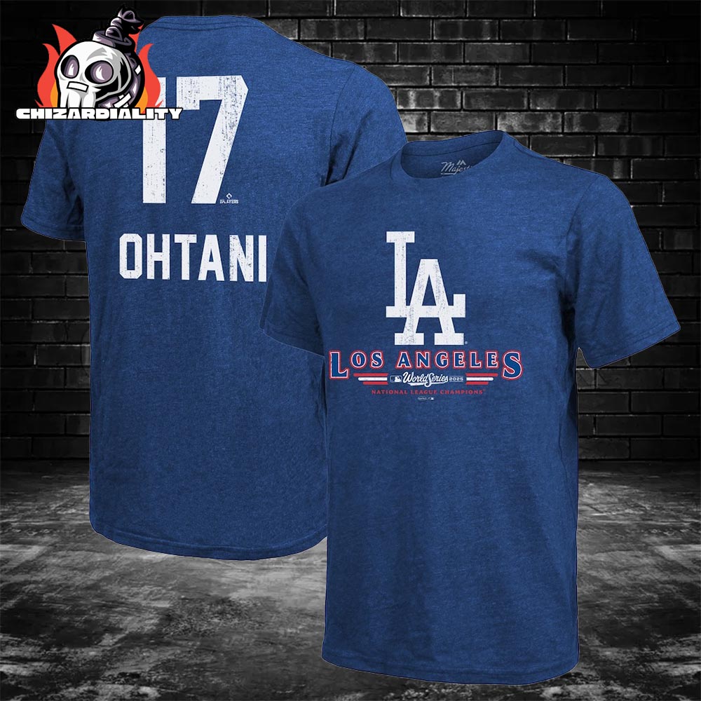 Shohei Ohtani Los Angeles Dodgers 2025 World Series National League Champion Name And Number Two Sided Classic T-Shirt Shohei Ohtani Los Angeles Dodgers 2025 World Series National League Champion Name And Number Two Sided Classic T-Shirt