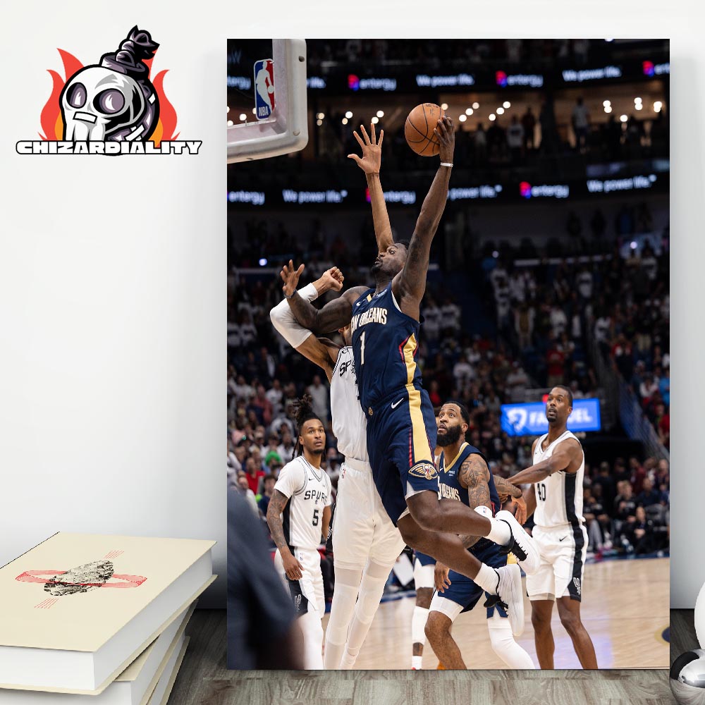 Zion Williamson And 1 Slam Poster Dunk On Victor Wenbanyama NBA 2025 Pelicans Versus Spurs Home Decor Poster Canvas Zion Williamson And 1 Slam Poster Dunk On Victor Wenbanyama NBA 2025 Pelicans Versus Spurs Home Decor Poster Canvas
